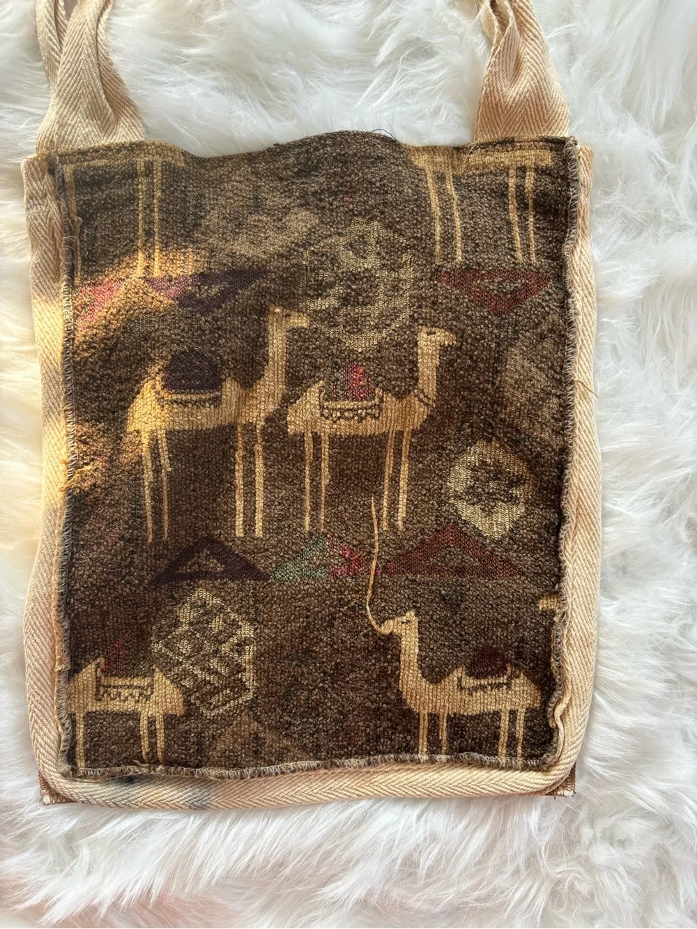 UNIQUE Camel tapestry bag BOHO tote